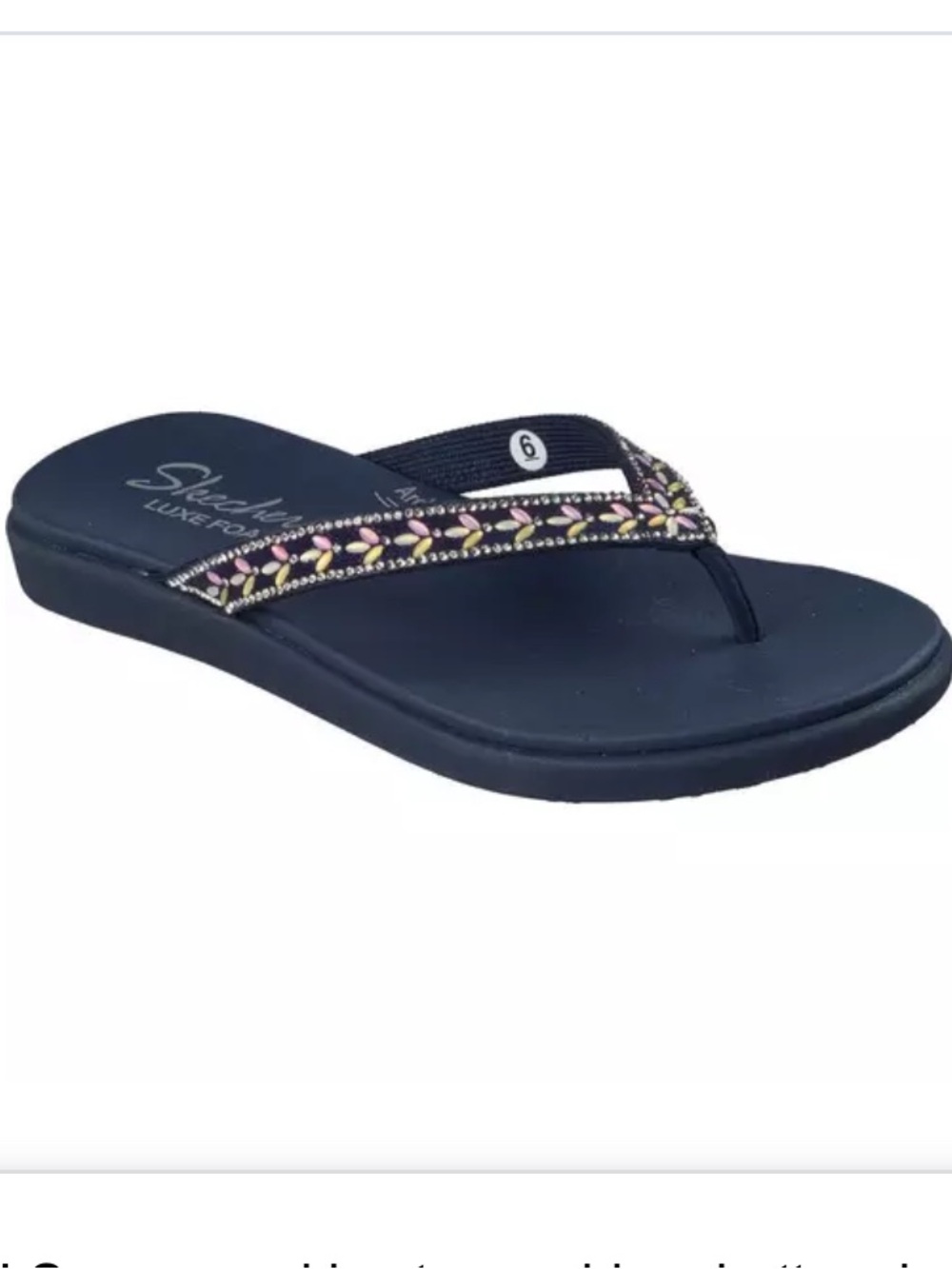 Skechers Women's Meditation Luxe Flip Flop Sandals - Navy size 9
